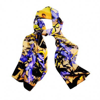 Ladies Luxury Silk Scarf; Bluebells and Graffiti