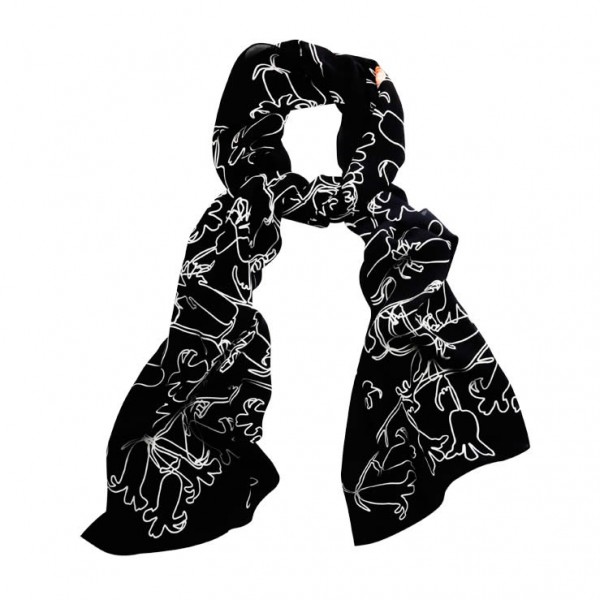 Luxury Silk Scarves; Monochrome Bluebells