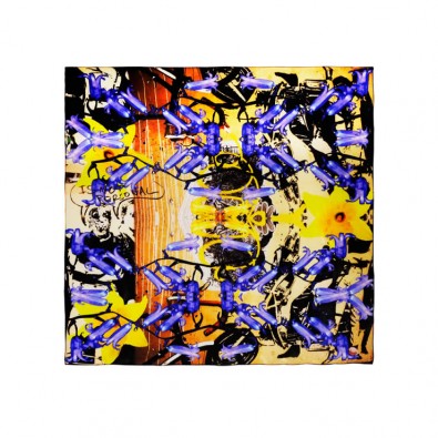 Ladies Luxury Silk Scarf; Bluebells and Graffiti