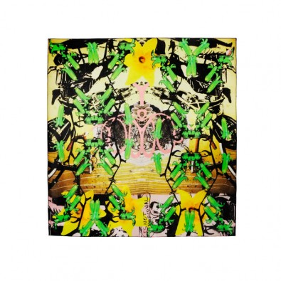 Ladies Luxury Silk Scarf; Hyper Greenbells