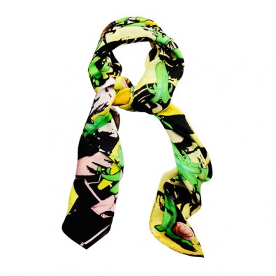 Ladies Luxury Silk Scarf; Hyper Green Bluebells