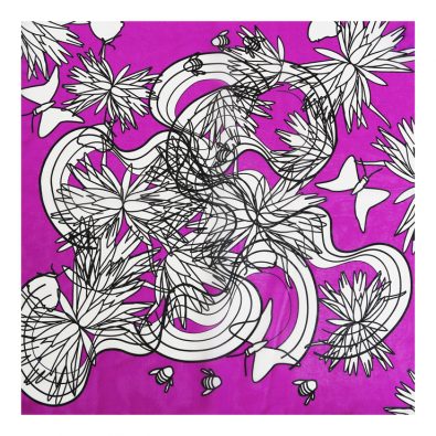 ButtnBee Free Drawing Luxury Silk Pocket Square; Pink